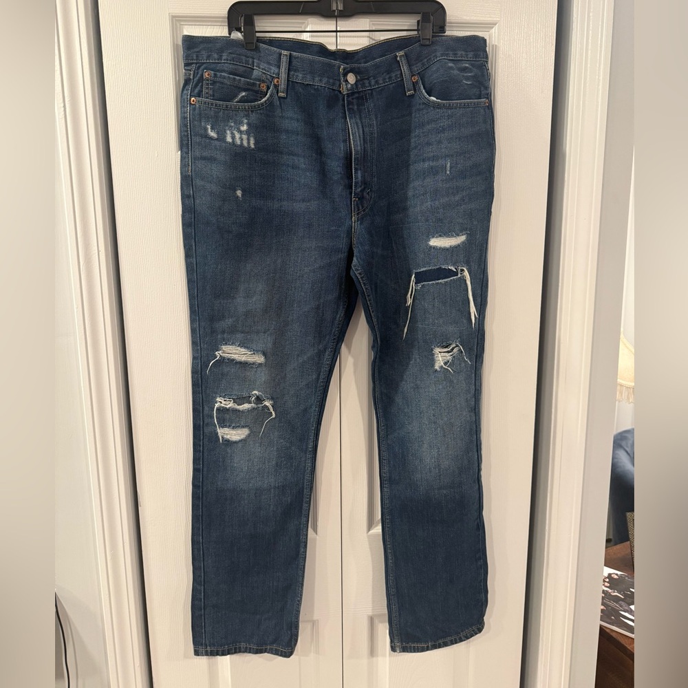 Levi's Men's Dark Blue Ripped Slim Jeans